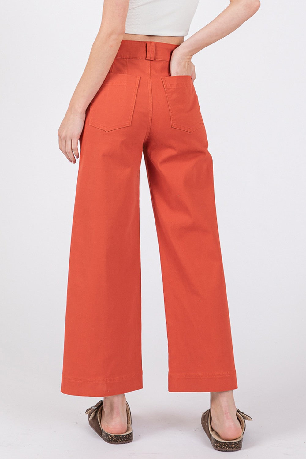 SAGE + FIG Wide Leg Cropped Pants-BOTTOMS SIZES SMALL MEDIUM LARGE-[Adult]-[Female]-2022 Online Blue Zone Planet