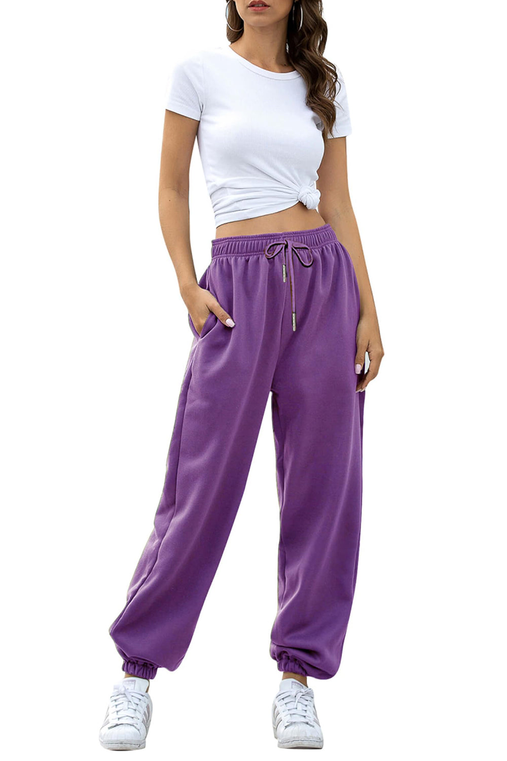 Elastic Waist Joggers with Pockets-TOPS / DRESSES-[Adult]-[Female]-2022 Online Blue Zone Planet