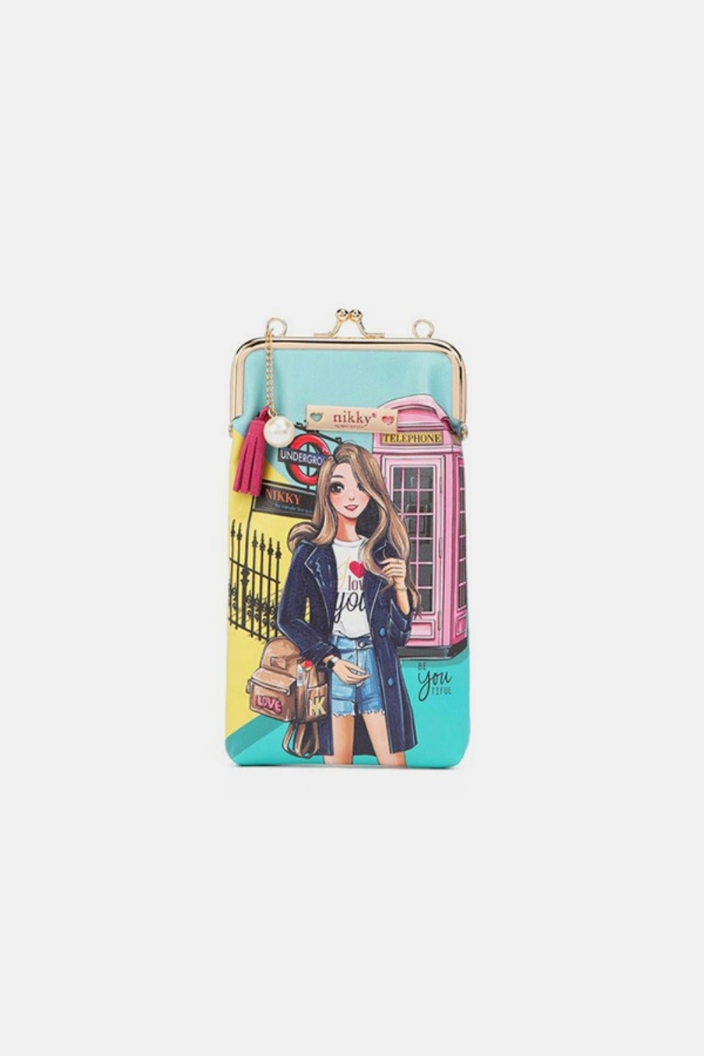 Nicole Lee USA Printed Kisslock Phone and Sunglass Purse-PILL CASES-[Adult]-[Female]-Miss Your Call-One Size-2022 Online Blue Zone Planet