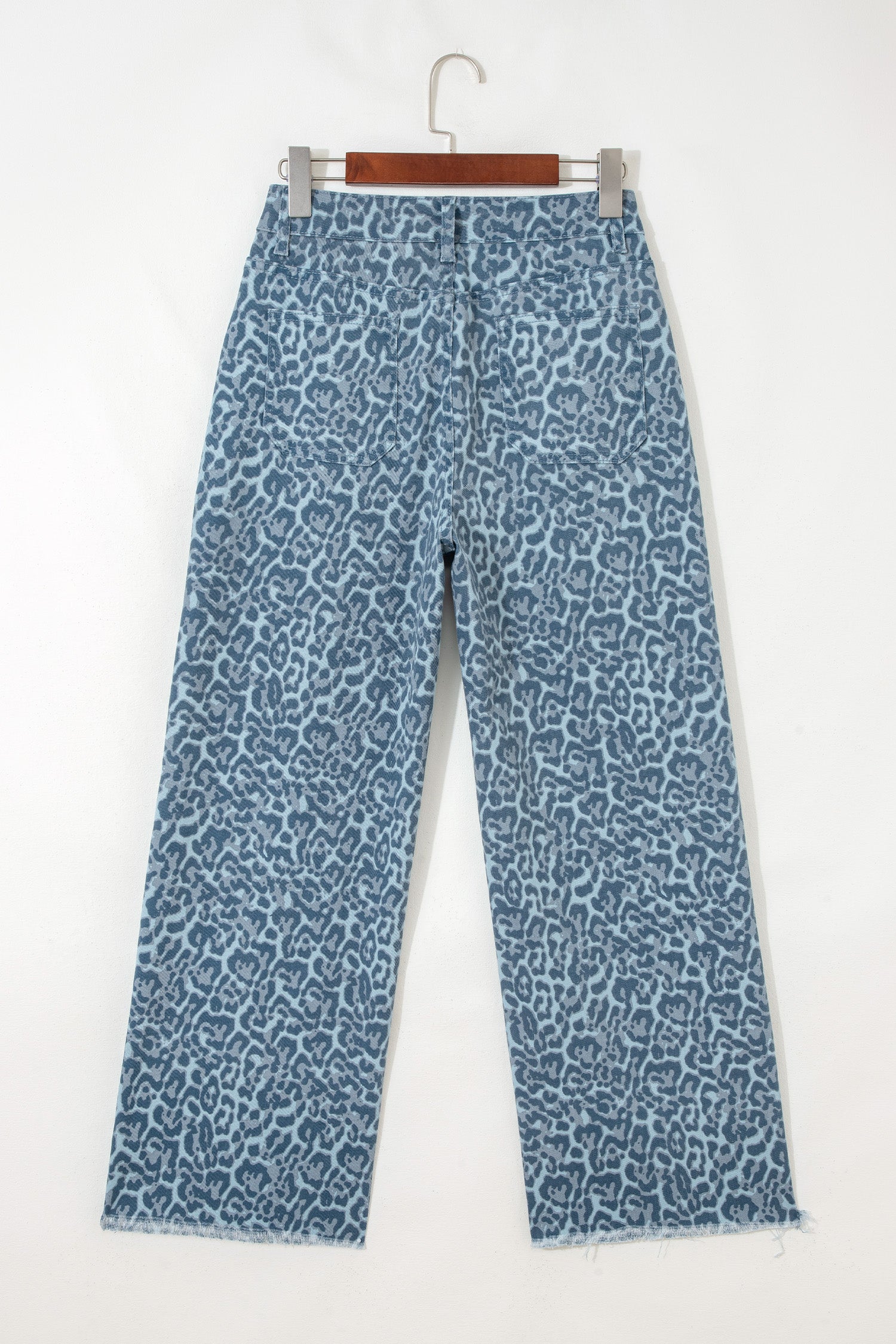 Gray Leopard Frayed Edge Wide Leg High Waist Jeans-Bottoms/Jeans-[Adult]-[Female]-2022 Online Blue Zone Planet