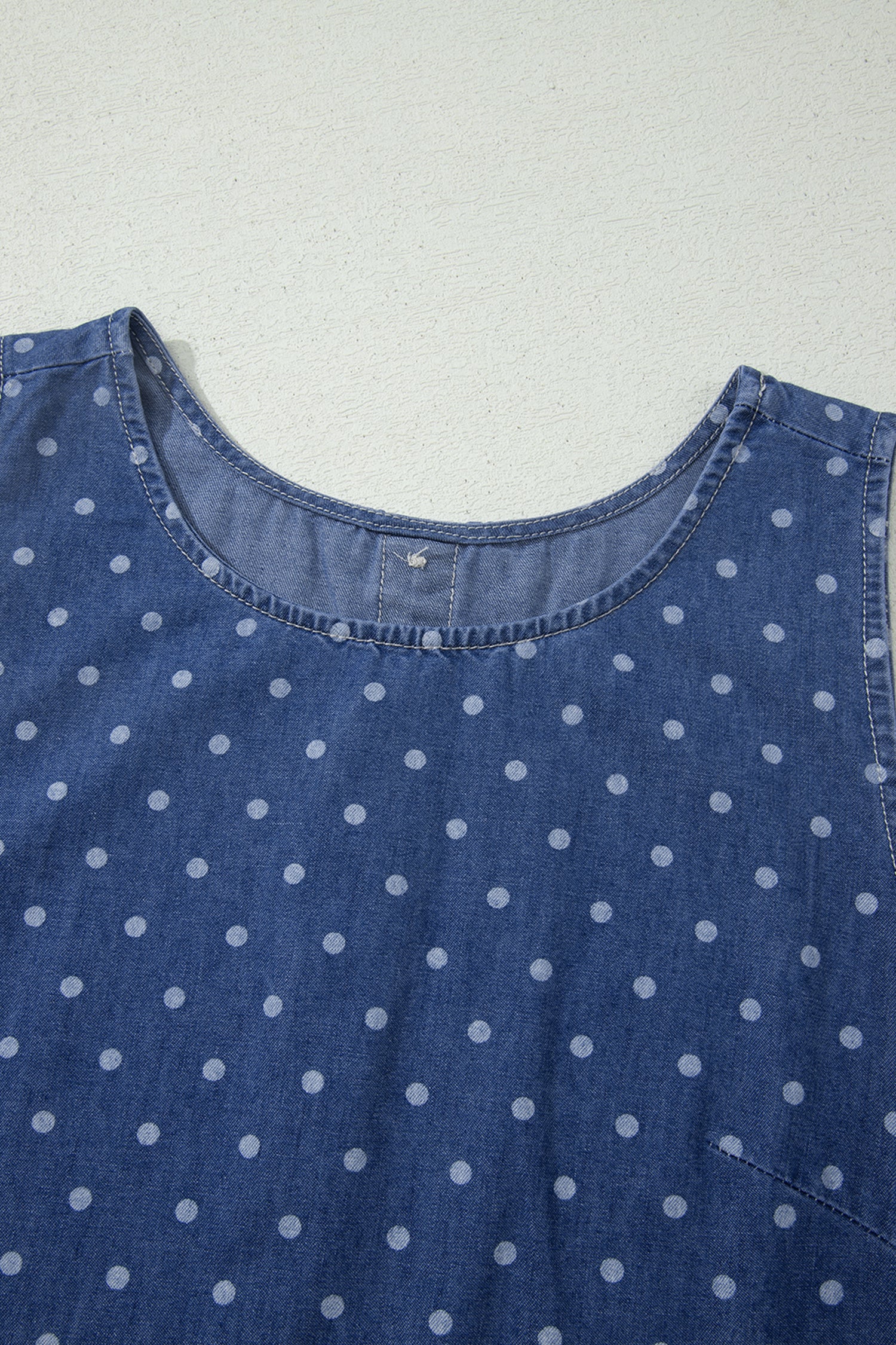 Blue Polka Dot Ruffle Hem Sleeveless Shift Dress Mini Vacation Wholesale-TOPS / DRESSES-[Adult]-[Female]-2022 Online Blue Zone Planet