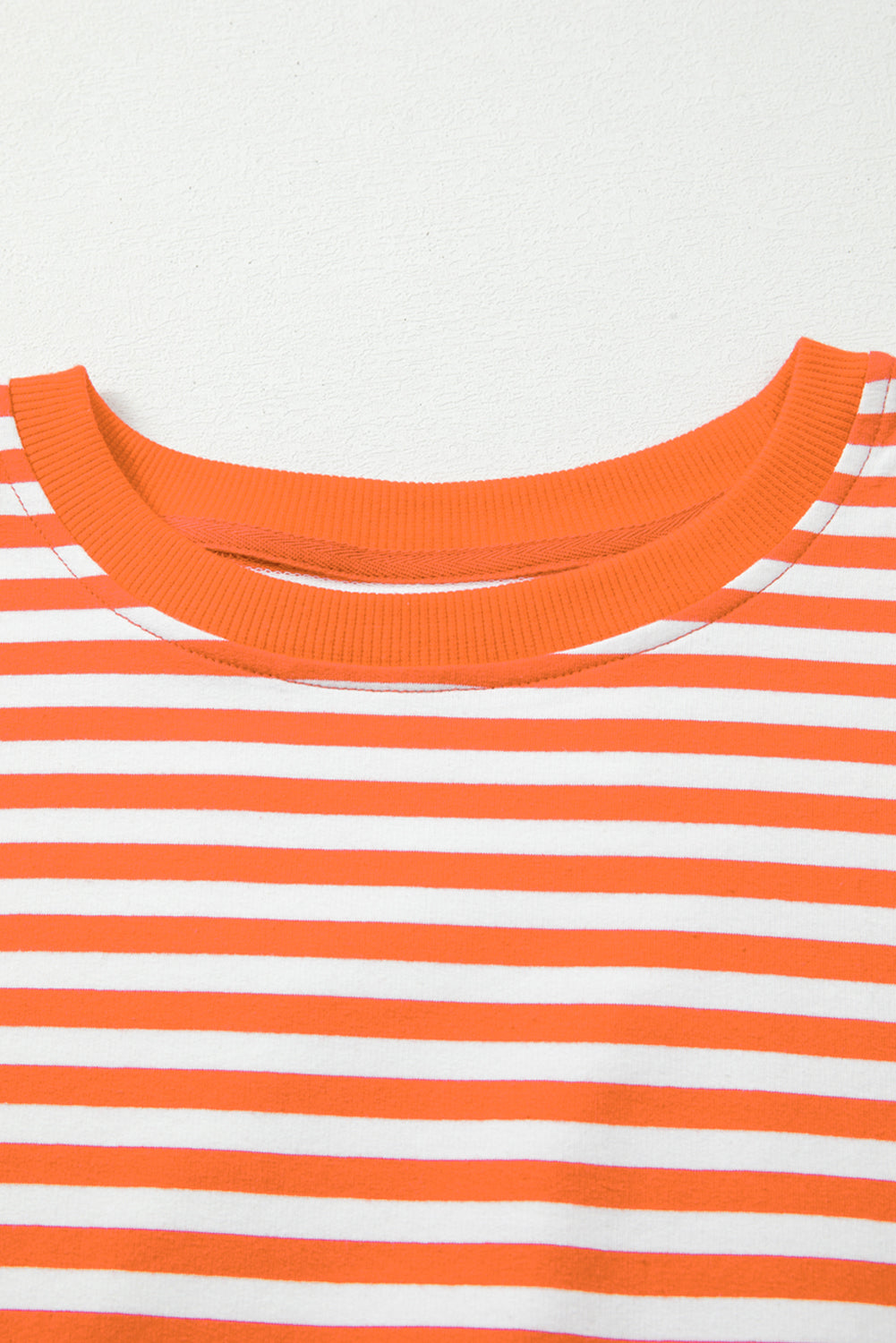 Orange Stripe Exposed Seam Drop Shoulder Casual Pullover Top-Tops/Long Sleeve Tops-[Adult]-[Female]-2022 Online Blue Zone Planet