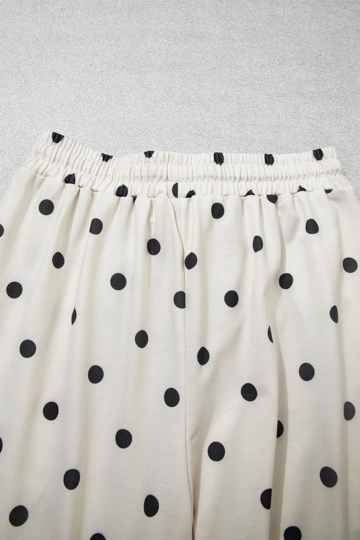 Beige Polka Dot Half Sleeve Loose Top Elastic Waist Casual Pants Set-Two Piece Sets/Pant Sets-[Adult]-[Female]-2022 Online Blue Zone Planet