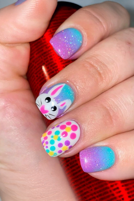 Bonbon Polka Dot Bunny Easter Fashion Square Nail Stickers-Accessories/Beauty-[Adult]-[Female]-Bonbon-ONE SIZE-2022 Online Blue Zone Planet