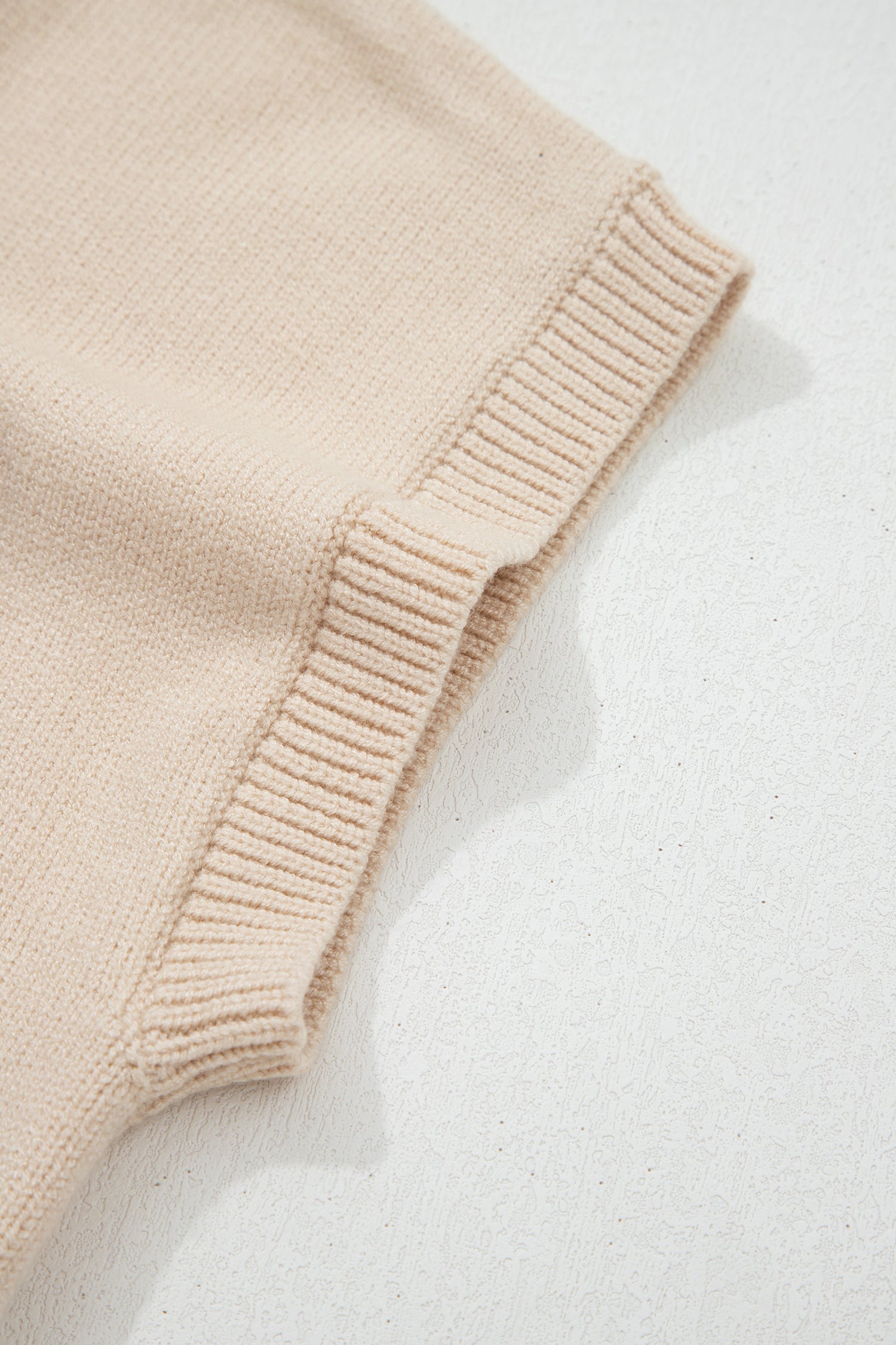 Parchment Corded Horseshoes Ribbed Trim Mock Neck Short Sleeve Sweater-TOPS / DRESSES-[Adult]-[Female]-2022 Online Blue Zone Planet