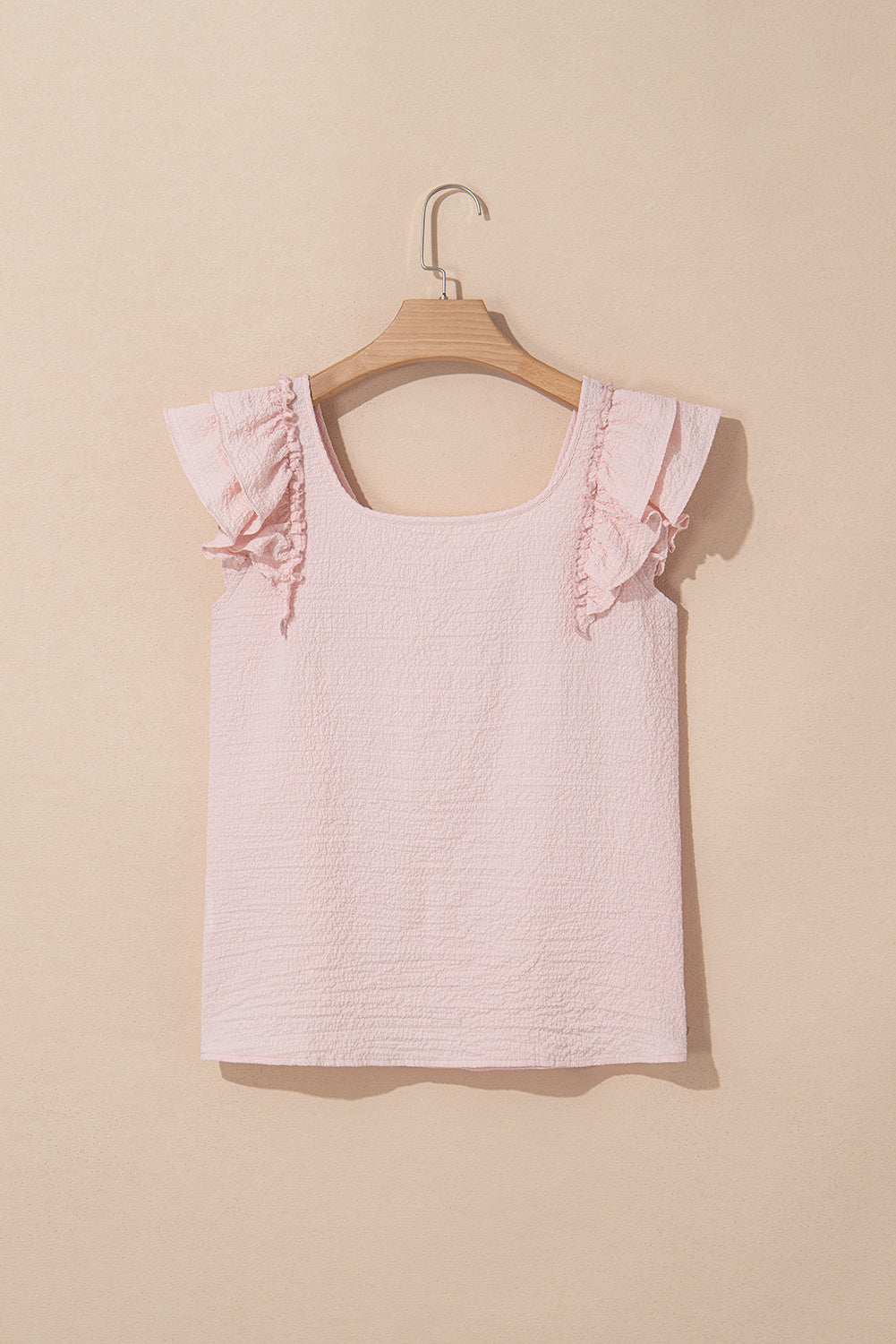 Gossamer Pink Textured Bow Frilled Ruffle Sleeve Blouse-Blouses-[Adult]-[Female]-2022 Online Blue Zone Planet