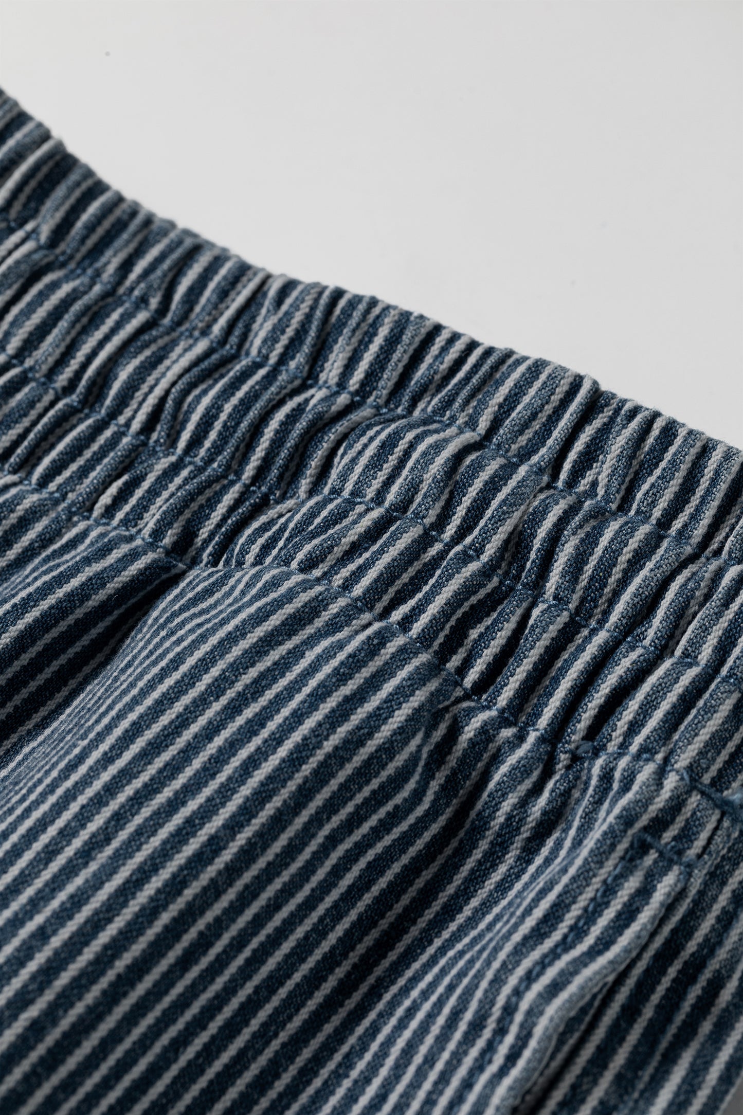 Blue Stripe Plus Size Contrast Drawstring Elastic Waist Denim Shorts-Plus Size/Plus Size Bottoms-[Adult]-[Female]-2022 Online Blue Zone Planet