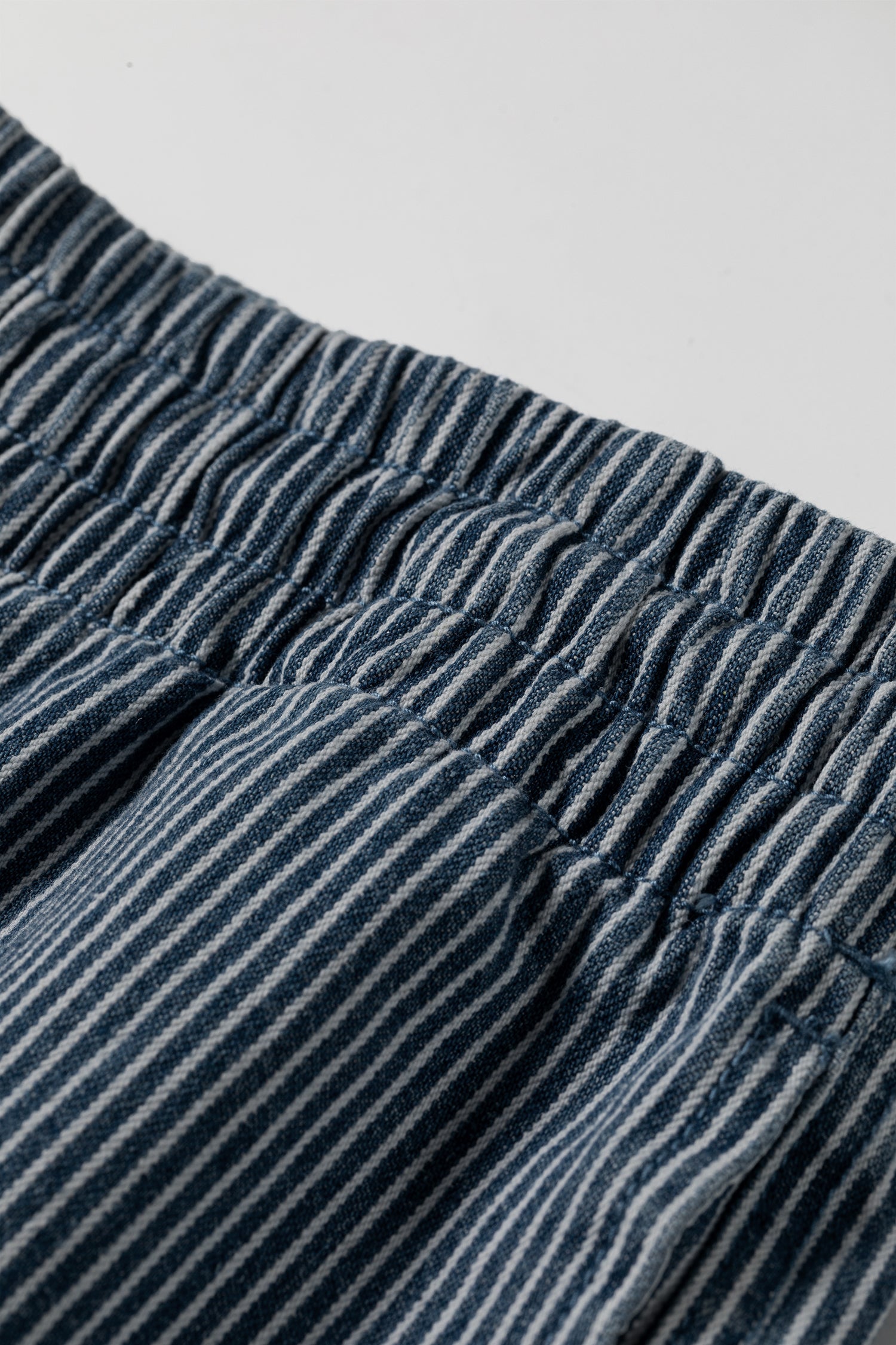 Blue Stripe Plus Size Contrast Drawstring Elastic Waist Denim Shorts-Plus Size/Plus Size Bottoms-[Adult]-[Female]-2022 Online Blue Zone Planet