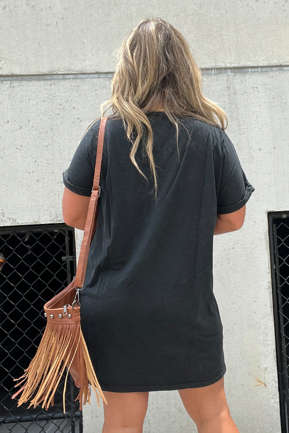 Graphic Round Neck Short Sleeve Tee Dress-TOPS / DRESSES-[Adult]-[Female]-2022 Online Blue Zone Planet