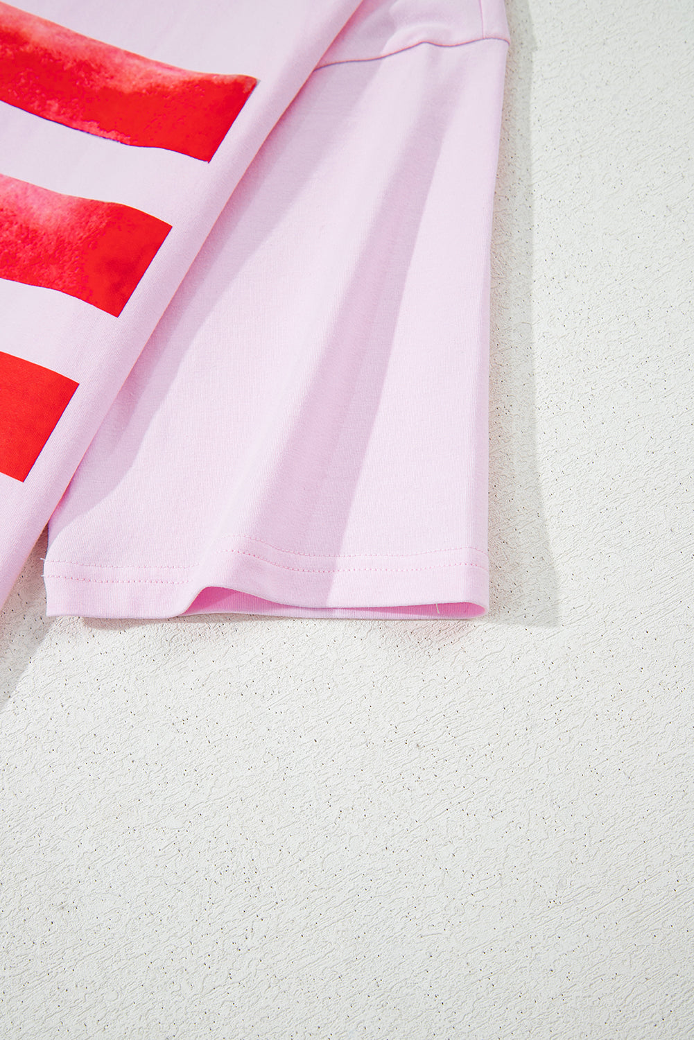 Light Pink Flag Bow Graphic Crewneck Tee-Tops/Tops & Tees-[Adult]-[Female]-2022 Online Blue Zone Planet