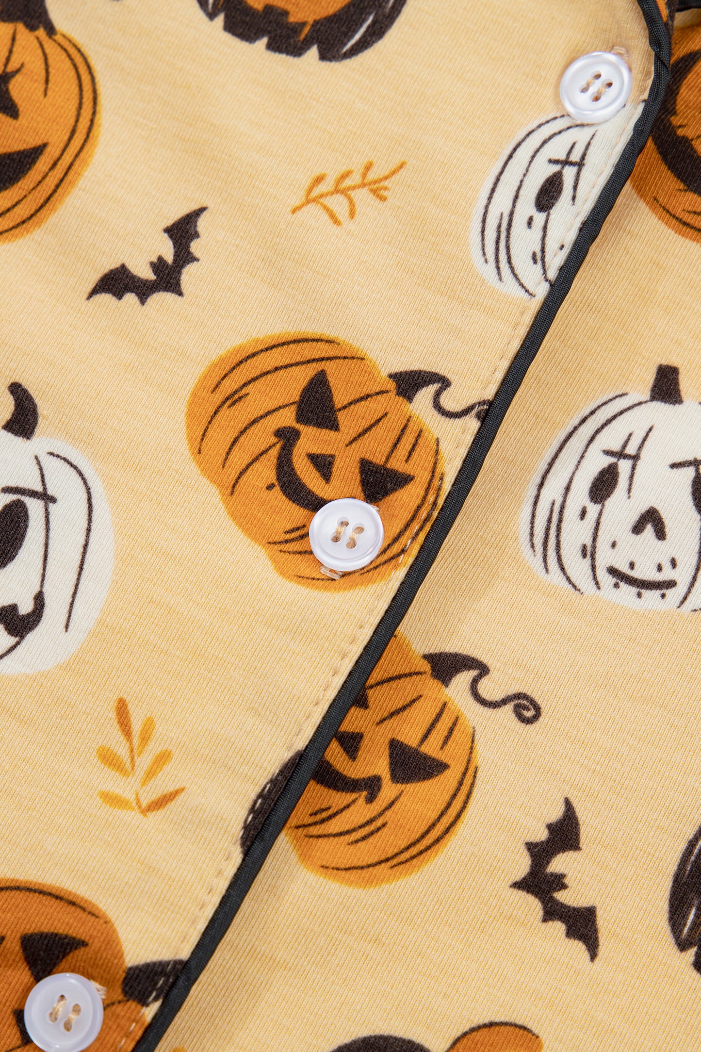 Orange Long Sleeve Ruffle Pumpkin Face Print Two Piece Lounge Set-Loungewear & Sleepwear/Loungewear-[Adult]-[Female]-2022 Online Blue Zone Planet