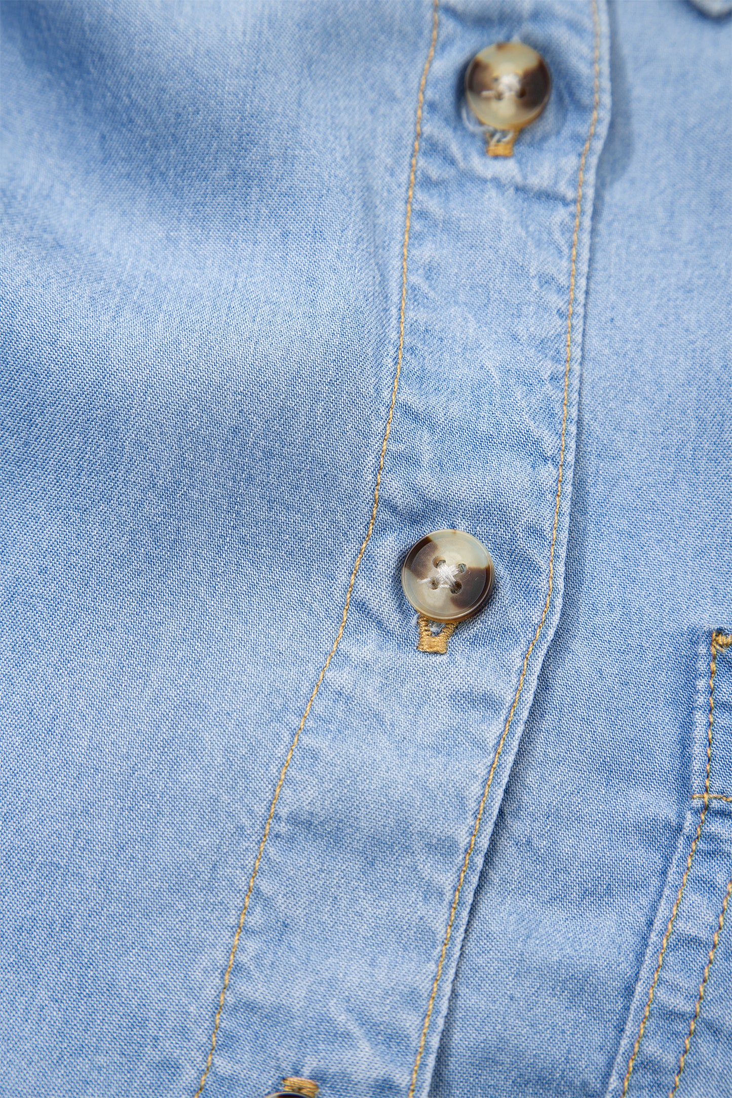 Beau Blue Half Sleeve Button Down Ruffled High Low Chambray Shirt-Tops/Blouses & Shirts-[Adult]-[Female]-2022 Online Blue Zone Planet