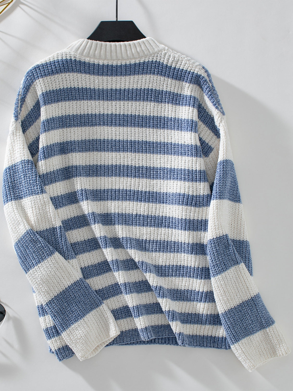 Striped Round Neck Long Sleeve Sweater-TOPS / DRESSES-[Adult]-[Female]-2022 Online Blue Zone Planet