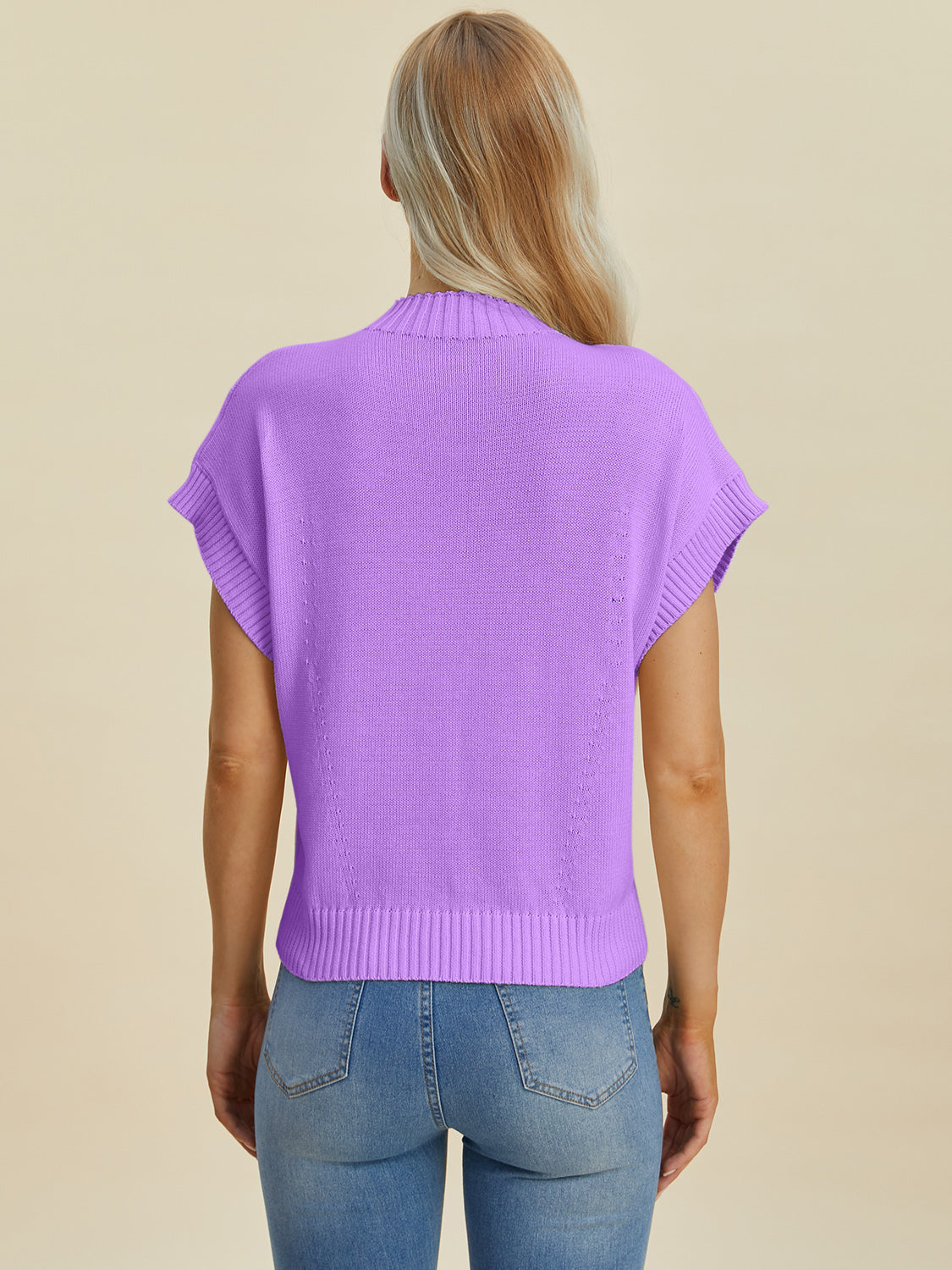 Double Take Full Size Mock Neck Short Sleeve Sweater-TOPS / DRESSES-[Adult]-[Female]-2022 Online Blue Zone Planet