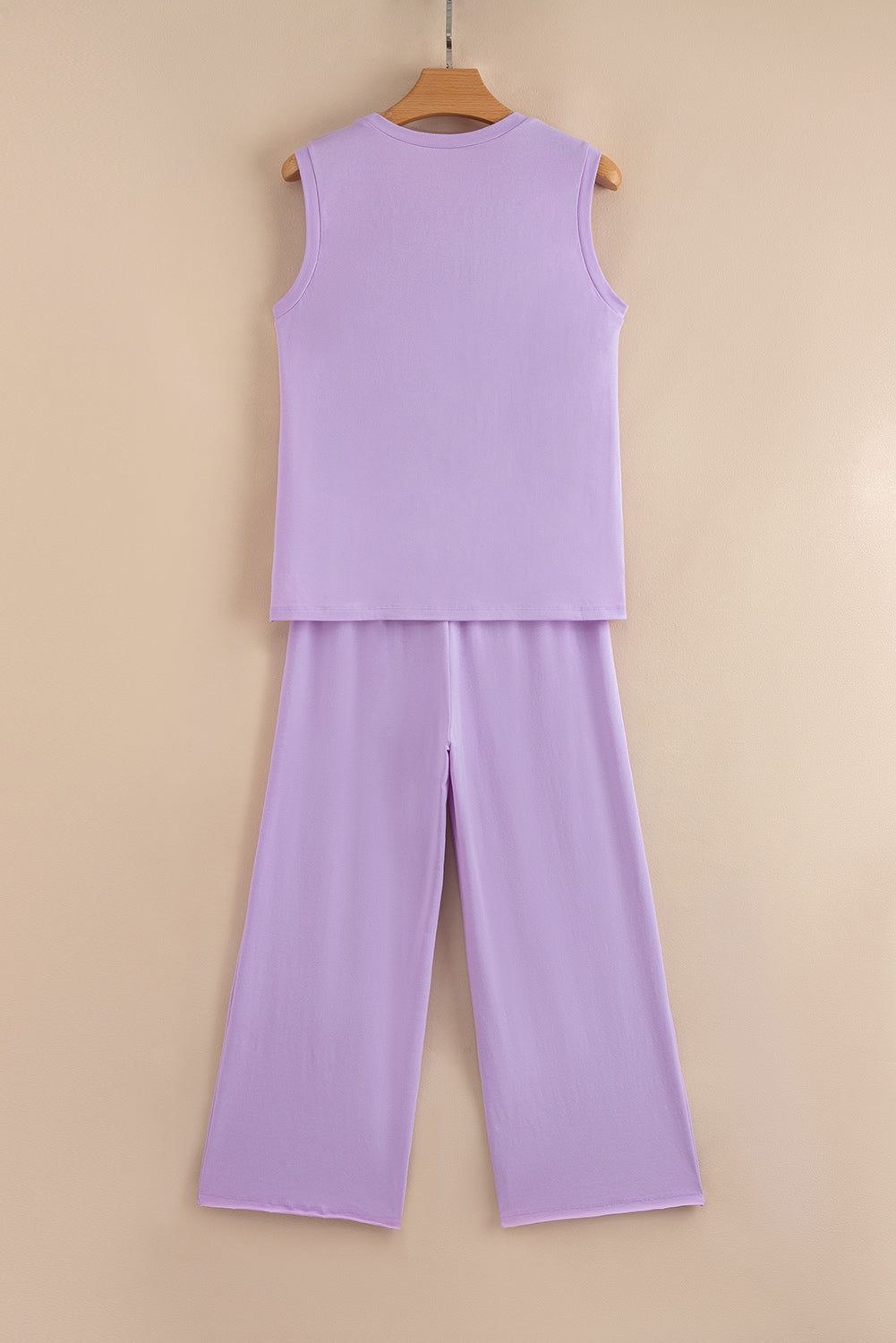Orchid Petal Mineral Wash Casual Round Neck Tank and Straight Loose Drawstring Pants Set-Two Piece Sets/Pant Sets-[Adult]-[Female]-2022 Online Blue Zone Planet