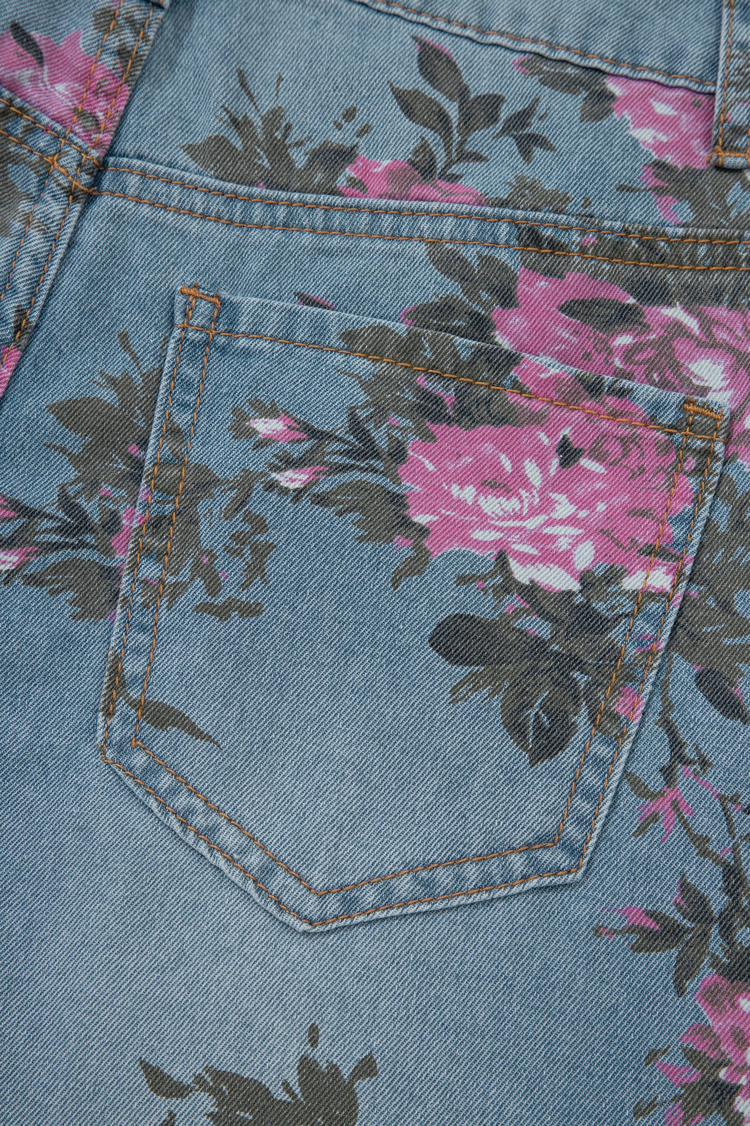 Sky Blue Garden Floral Print Bootcut Jeans-Bottoms/Jeans-[Adult]-[Female]-2022 Online Blue Zone Planet