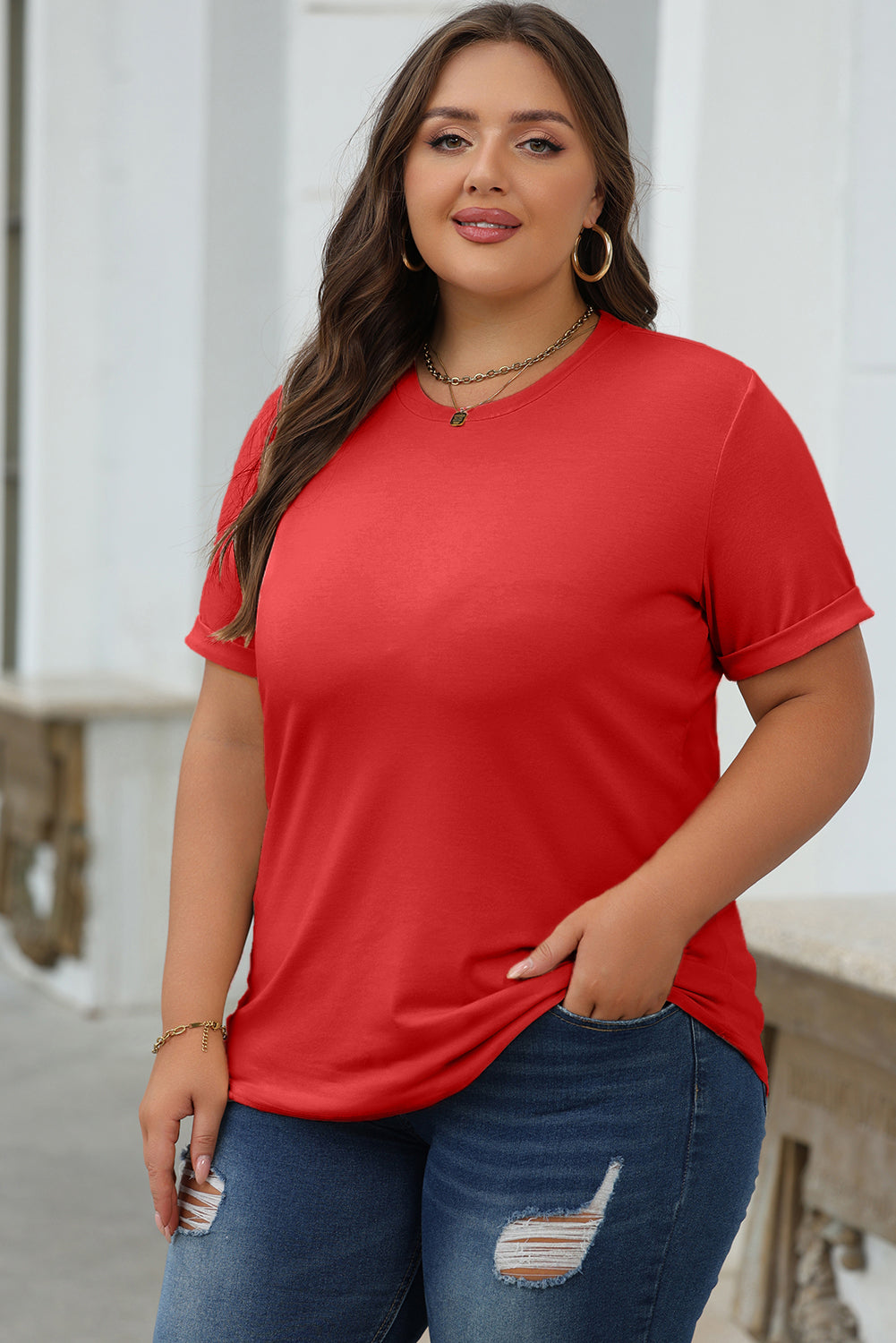 Bright Green Casual Plain Crew Neck Tee-Tops/Tops & Tees-[Adult]-[Female]-2022 Online Blue Zone Planet