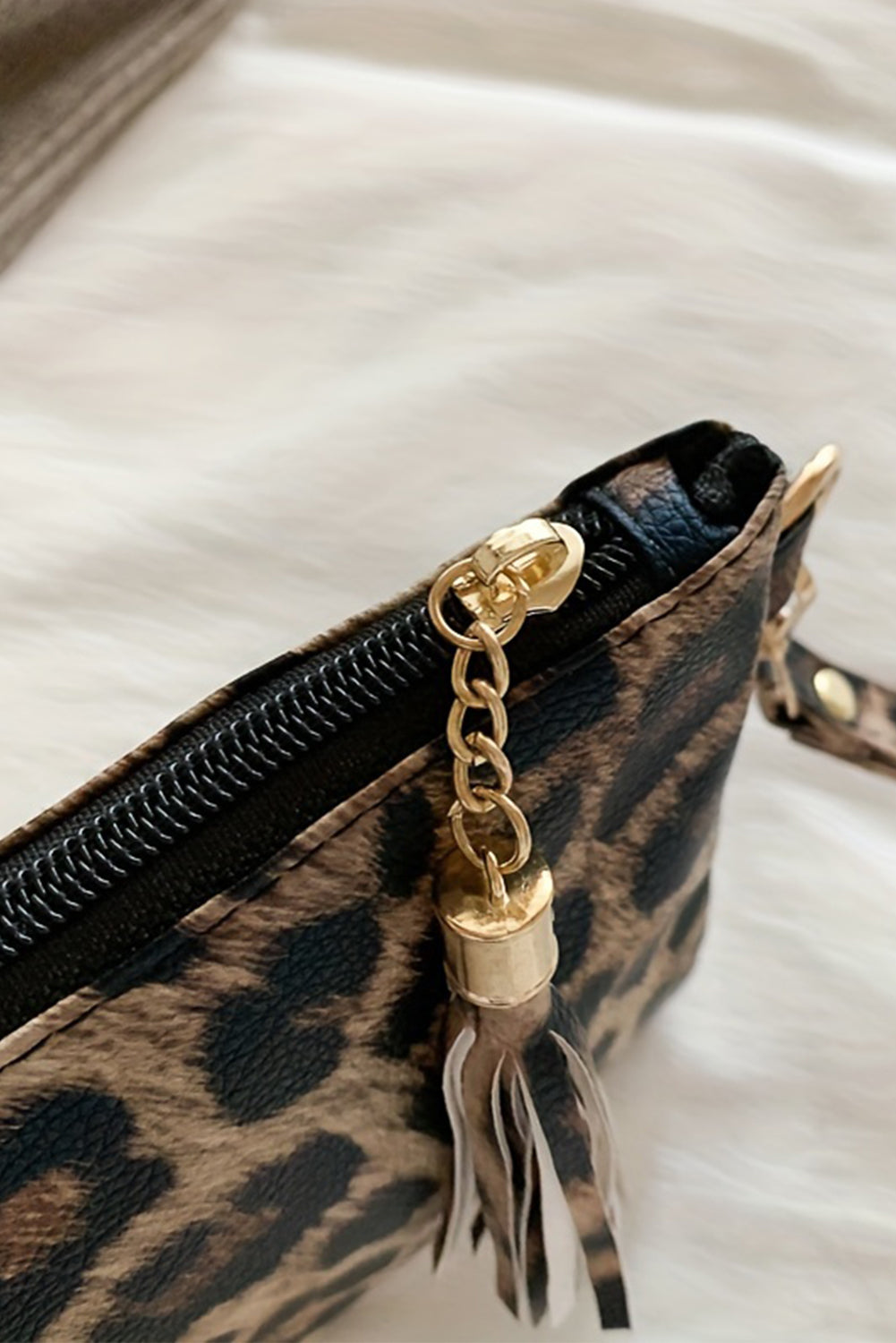 Chestnut Leopard Print Wrist Strap Zipped Wallet-Clutches & Evening Bags-[Adult]-[Female]-Chestnut-ONE SIZE-2022 Online Blue Zone Planet