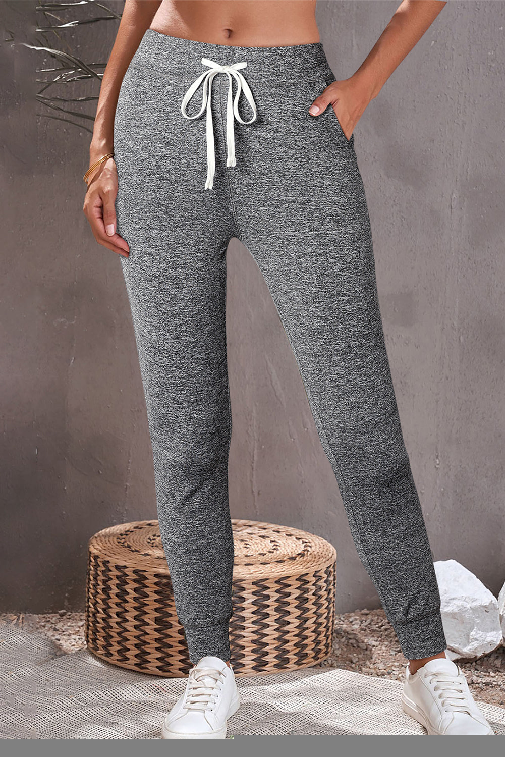 Moss Green Drawstring Elastic Waistband Pocketed Joggers-Sale (50% OFF)/30% OFF-[Adult]-[Female]-2022 Online Blue Zone Planet