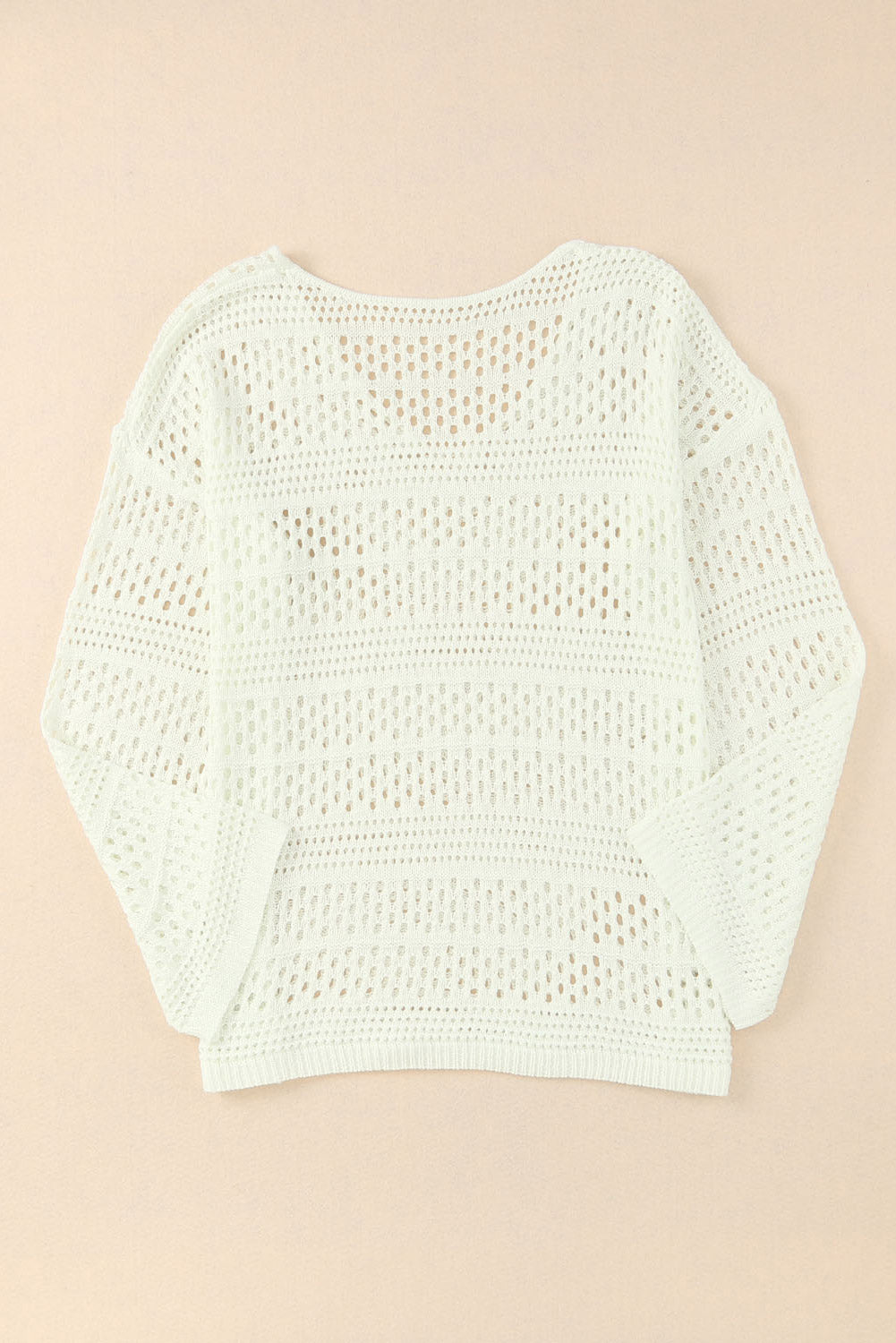 White Hollow Out Crochet V Neck Pullover Sweater Blue Zone Planet