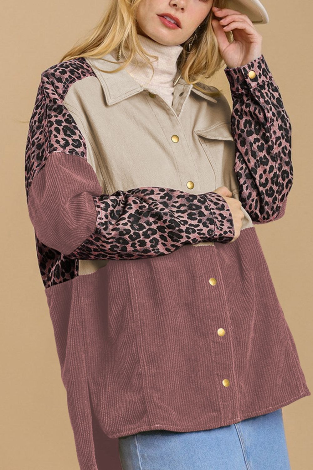 High-Low Leopard Snap Down Shacket-TOPS / DRESSES-[Adult]-[Female]-2022 Online Blue Zone Planet