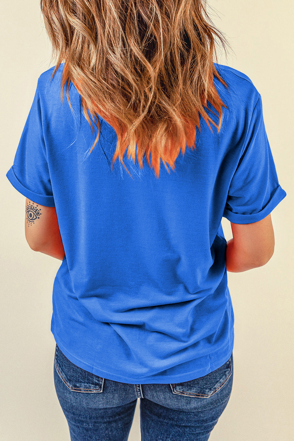 Tillandsia Purple Casual Plain Crew Neck Tee-Tops/Tops & Tees-[Adult]-[Female]-2022 Online Blue Zone Planet