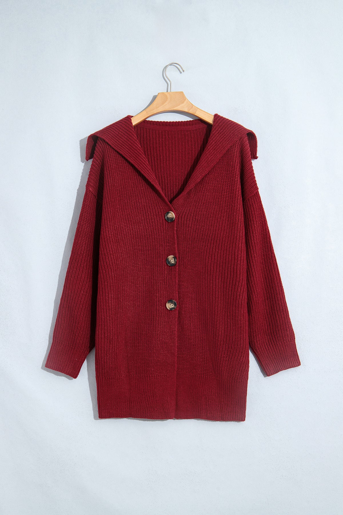 Red Dahlia Solid Color Knit Oversized Button Front Sweater Cardigan-Sweaters & Cardigans/Cardigans-[Adult]-[Female]-2022 Online Blue Zone Planet
