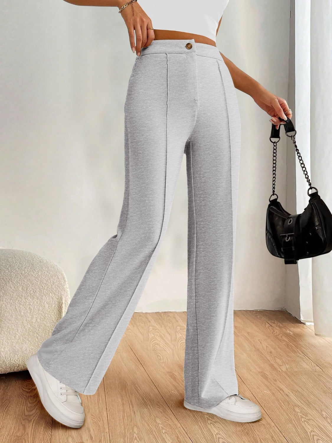 High Waist Wide Leg Pants-BOTTOMS SIZES SMALL MEDIUM LARGE-[Adult]-[Female]-2022 Online Blue Zone Planet