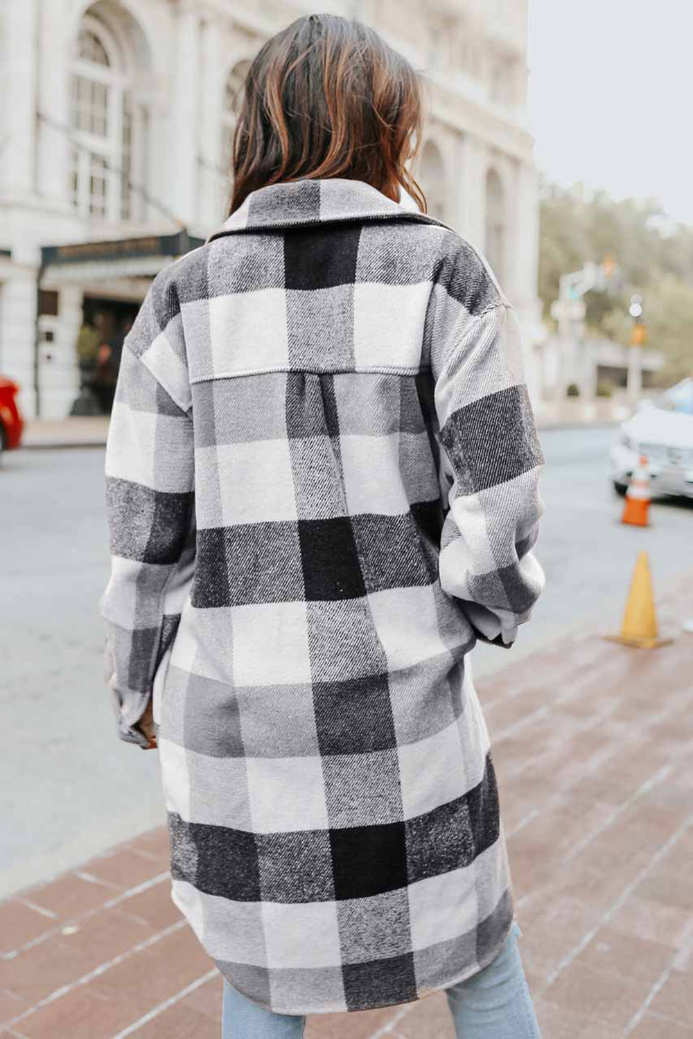 Blue Zone Planet | Plaid Button Up Dropped Shoulder Coat-TOPS / DRESSES-[Adult]-[Female]-2022 Online Blue Zone Planet