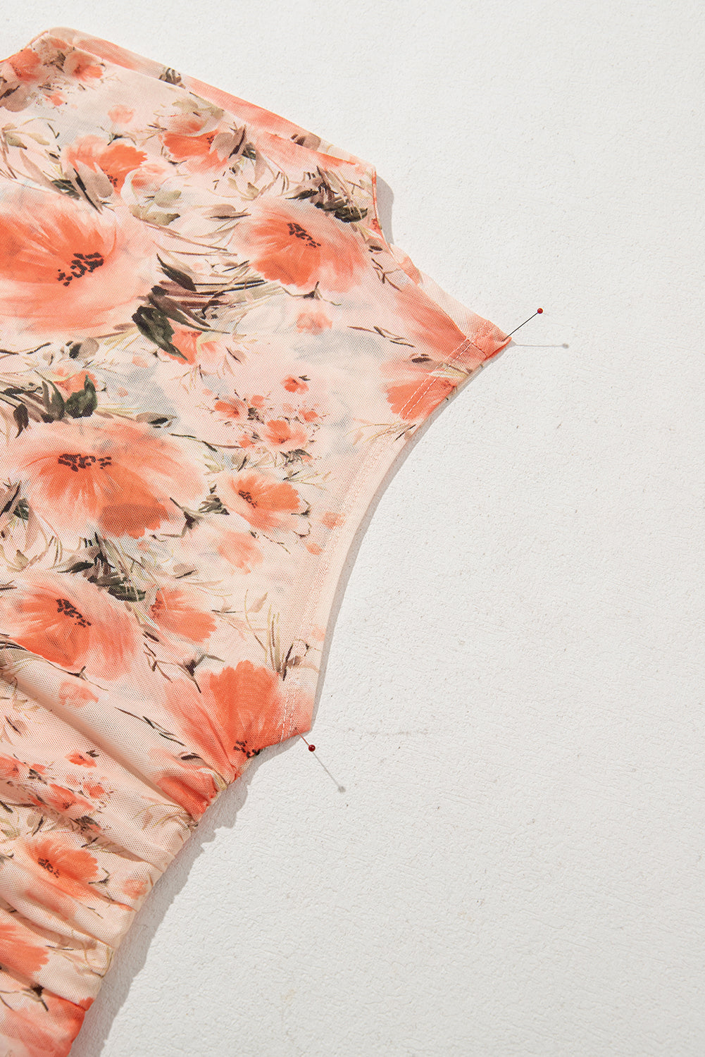 Red Mesh Floral Printed Slim Fit Tank Top-Tops/Tank Tops-[Adult]-[Female]-2022 Online Blue Zone Planet
