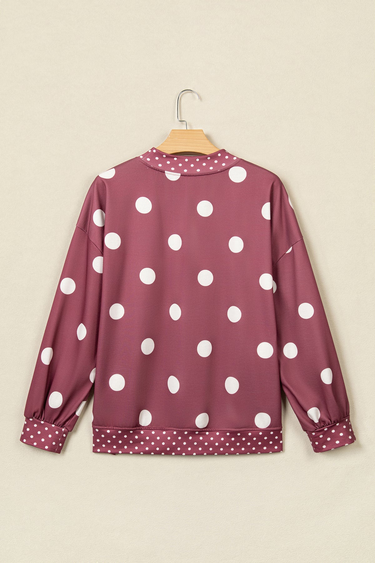 Pink Polka Dot Print Contrast Detail Oversized Tunic Sweatshirt-Tops/Sweatshirts & Hoodies-[Adult]-[Female]-2022 Online Blue Zone Planet