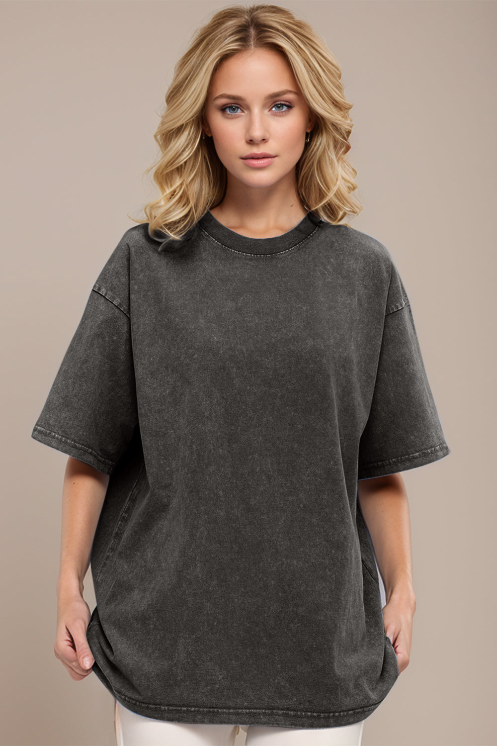 Basic Bae Round Neck Half Sleeve T-Shirt-TOPS / DRESSES-[Adult]-[Female]-Dark Gray-S-2022 Online Blue Zone Planet