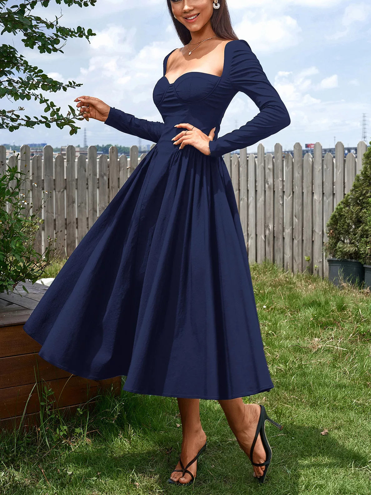 navy blue midi dress long sleeve Buy Friends Like These Navy Blue Chiffon Scuba Sequin Trim Midi Dress from Next USA