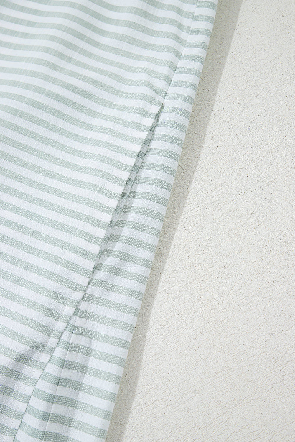White Stripe Collared V Neck Chest Pocket Long Sleeve Beach Cover up-Swimwear/Beach Cover-ups-[Adult]-[Female]-2022 Online Blue Zone Planet