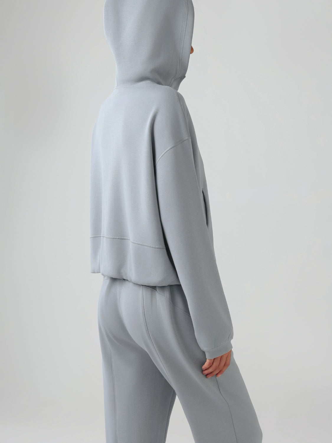 Zip Up Dropped Shouder Active Hooded-TOPS / DRESSES-[Adult]-[Female]-2022 Online Blue Zone Planet