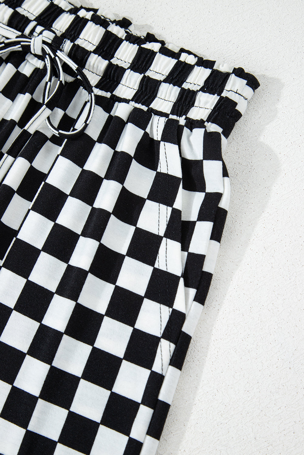 Black Checkered Print Long Sleeve Top and Pants Lounge Set-Loungewear & Sleepwear/Loungewear-[Adult]-[Female]-2022 Online Blue Zone Planet
