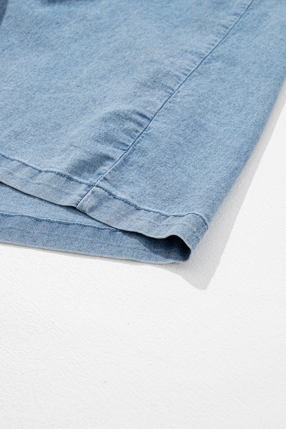 Black Frilled Short Sleeve Button Up Loose Denim Shirt Dress-TOPS / DRESSES-[Adult]-[Female]-2022 Online Blue Zone Planet