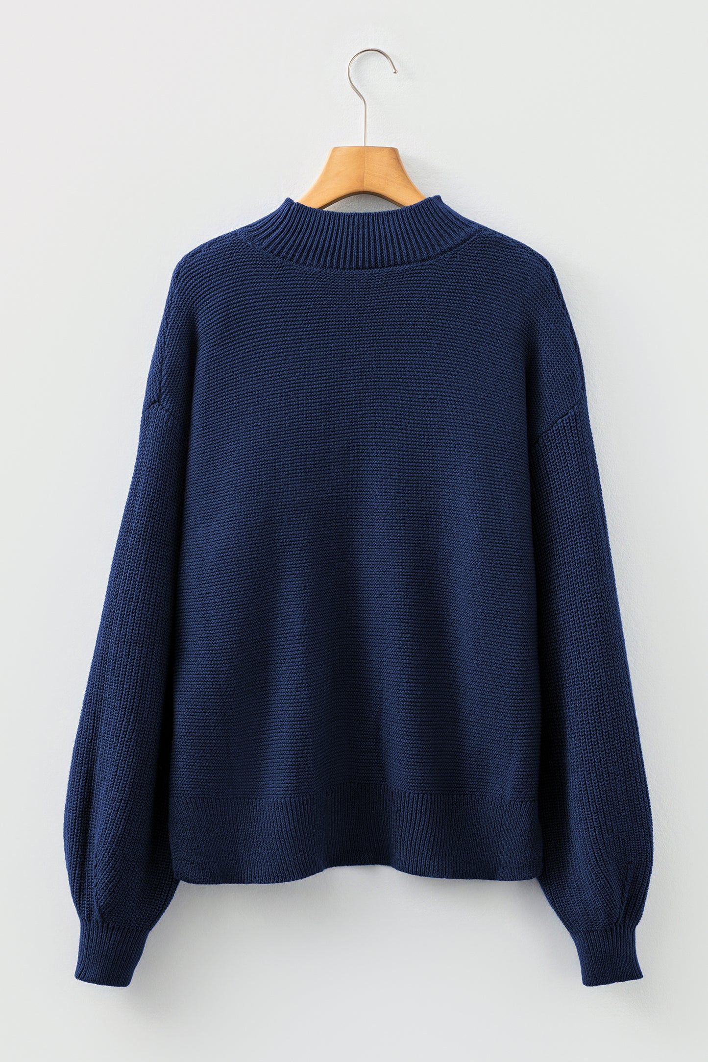 Dirty Blue Solid Color Front Seam Drop Shoulder Loose Sweater-TOPS / DRESSES-[Adult]-[Female]-2022 Online Blue Zone Planet