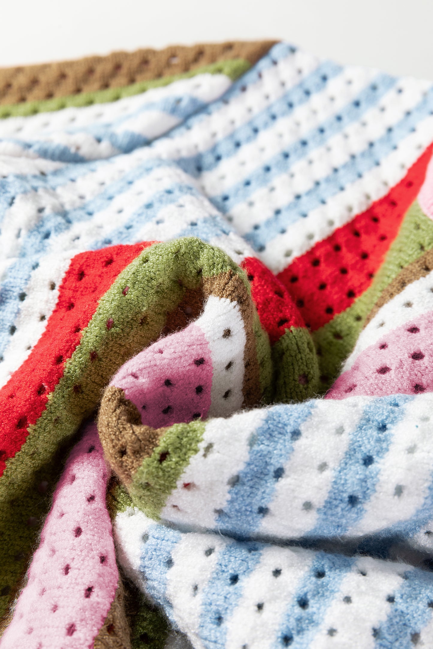 Multicolour Striped Pointelle Knit Short Sleeve Sweater-TOPS / DRESSES-[Adult]-[Female]-2022 Online Blue Zone Planet