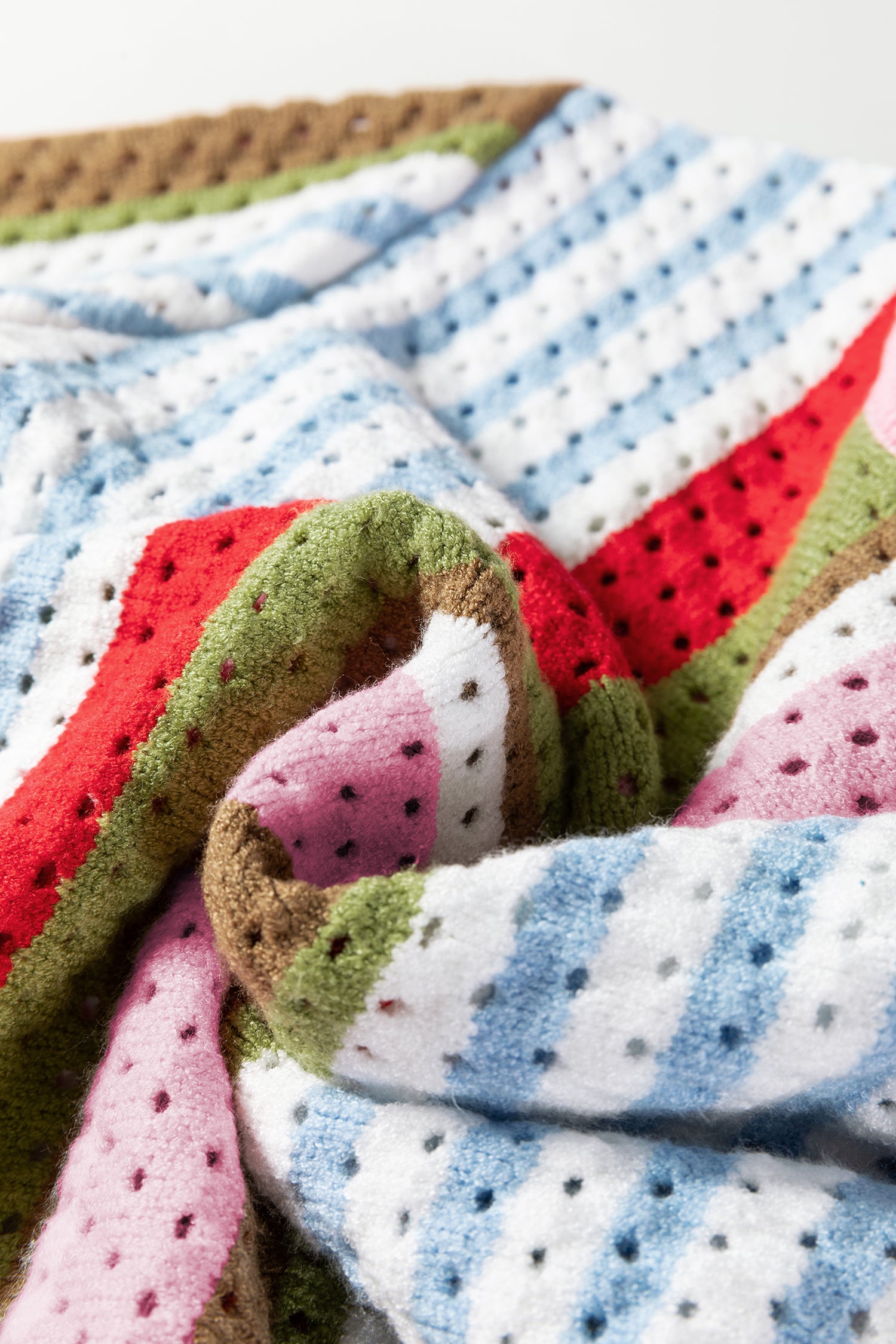 Multicolour Striped Pointelle Knit Short Sleeve Sweater-TOPS / DRESSES-[Adult]-[Female]-2022 Online Blue Zone Planet