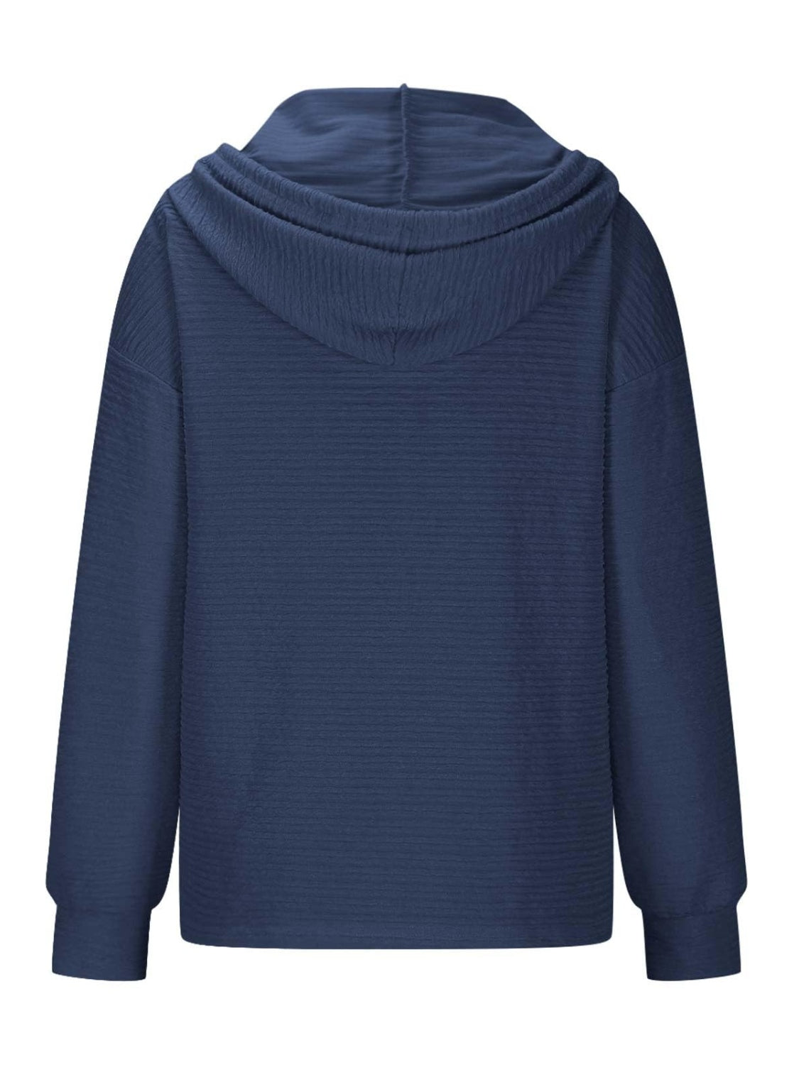 Drawstring Quarter Button Long Sleeve Hoodie-TOPS / DRESSES-[Adult]-[Female]-2022 Online Blue Zone Planet