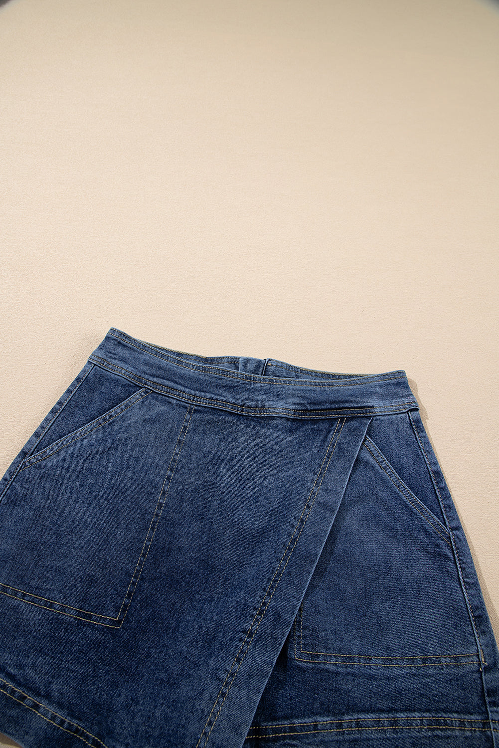 Ashleigh Blue Faux Wrapped Mini Denim Skort-Bottoms/Denim Shorts-[Adult]-[Female]-2022 Online Blue Zone Planet