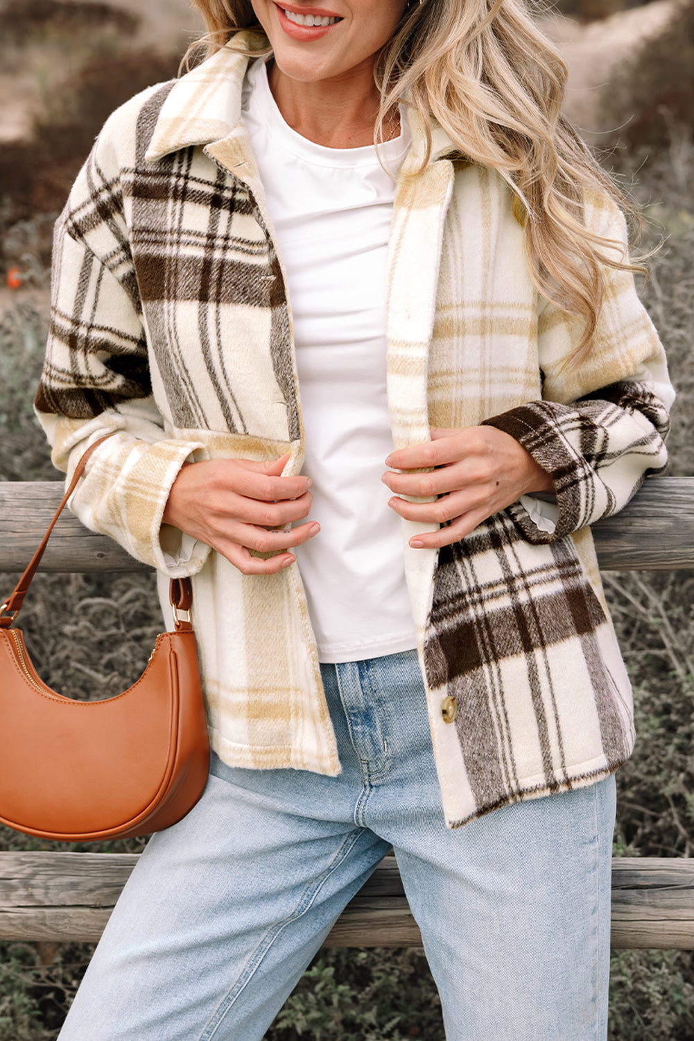 Multicolour Plaid Patchwork Side Pockets Buttoned Shacket-Outerwear/Plaid Shackets-[Adult]-[Female]-2022 Online Blue Zone Planet