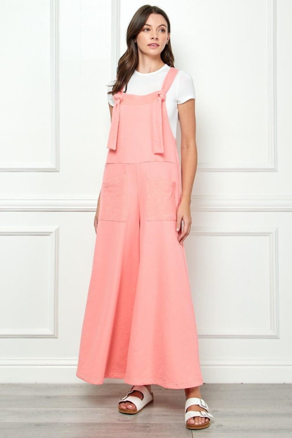 Blue Zone Planet | Veveret Wide Strap French Terry Overalls-TOPS / DRESSES-[Adult]-[Female]-PINK-S-2022 Online Blue Zone Planet