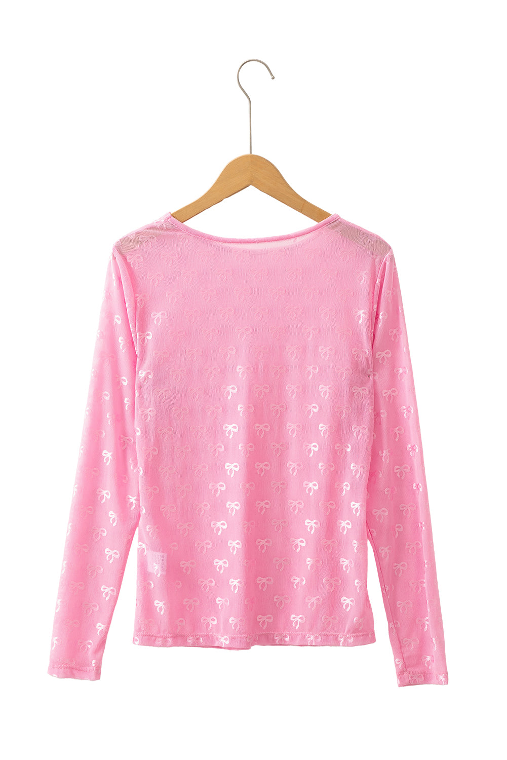White Mesh Bow Pattern Long Sleeve Top-Tops/Long Sleeve Tops-[Adult]-[Female]-2022 Online Blue Zone Planet