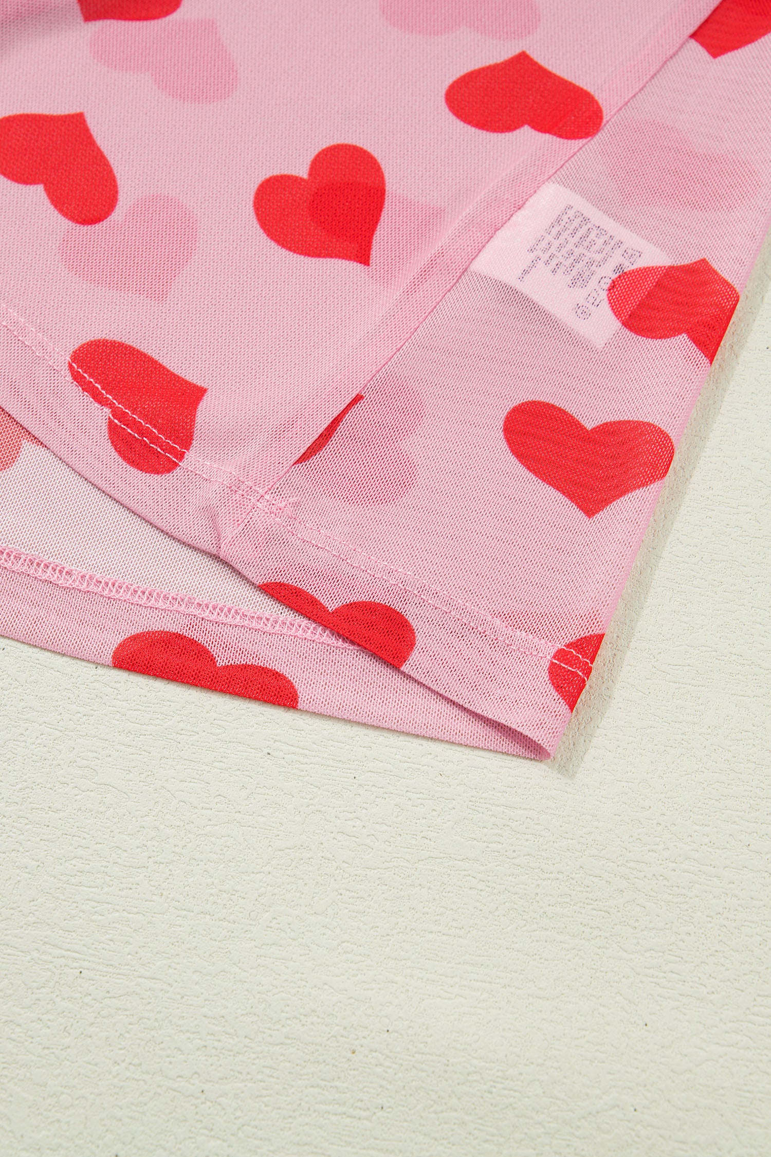 Pink Valentines Heart Printed Sheer Mesh Long Sleeve Top-Tops/Long Sleeve Tops-[Adult]-[Female]-2022 Online Blue Zone Planet