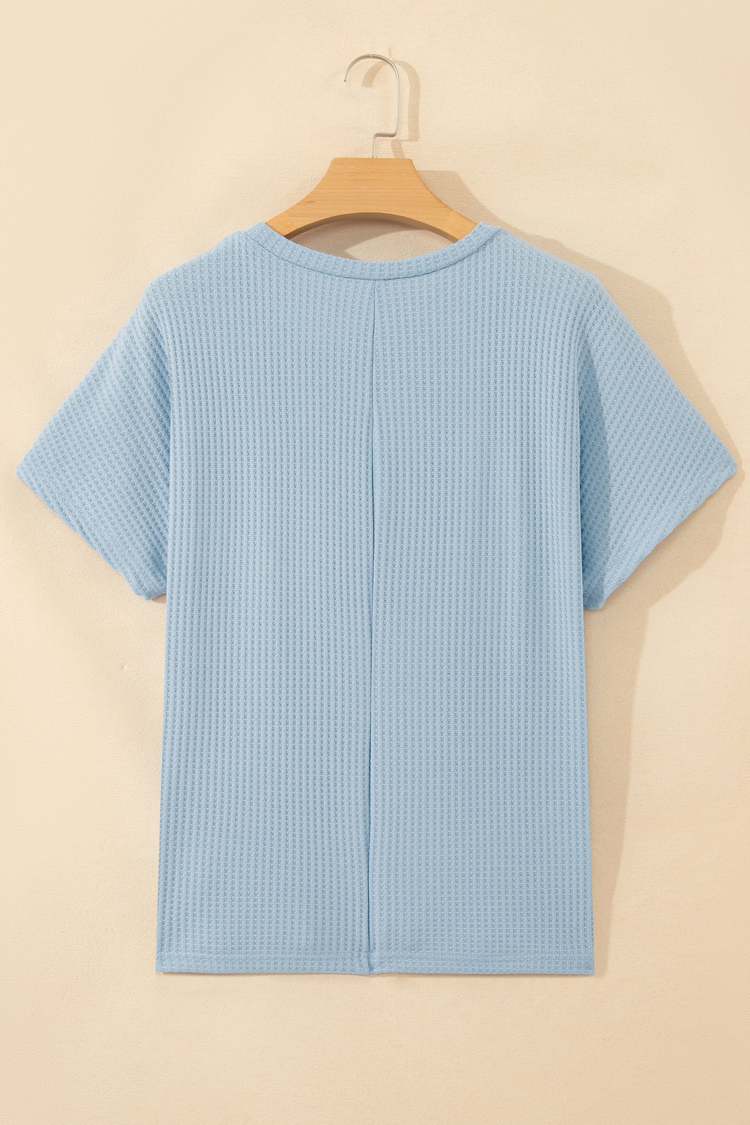 Sea Green Waffle Textured Knit Dolman Short Sleeve Loose Top-Tops/Tops & Tees-[Adult]-[Female]-2022 Online Blue Zone Planet