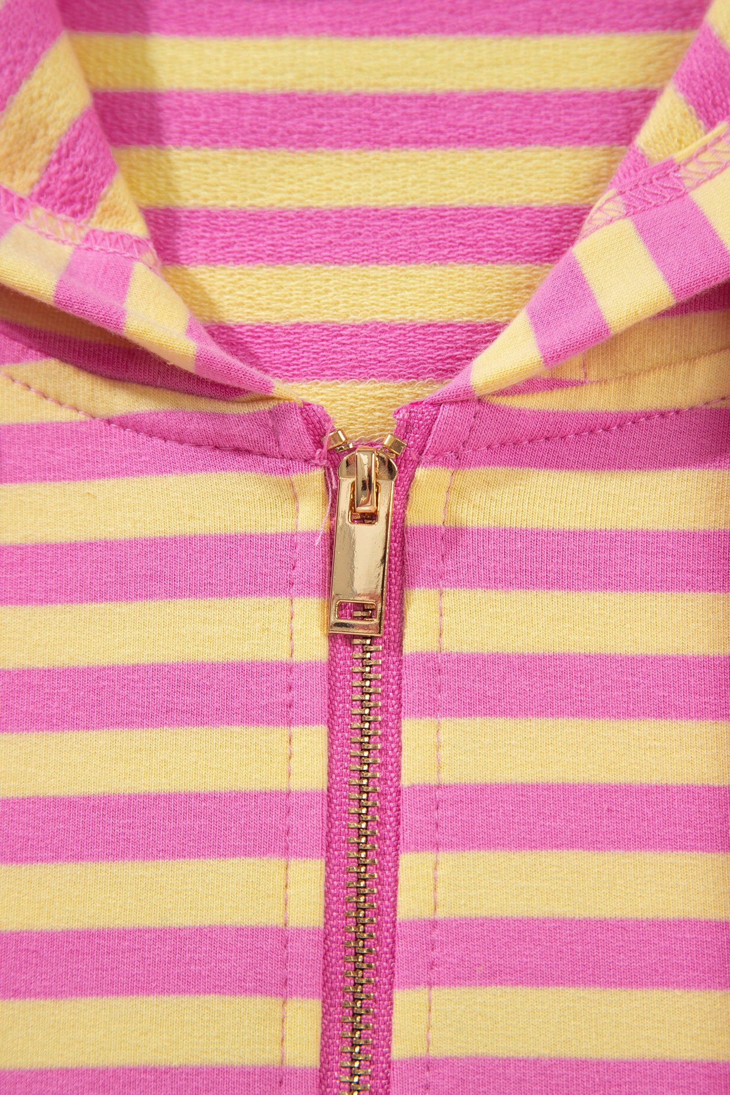 Rose Red Striped Long Sleeve Zip-Up Hoodie Drawstring Elastic Waist 2pcs Short Set-Two Piece Sets/Short Sets-[Adult]-[Female]-2022 Online Blue Zone Planet