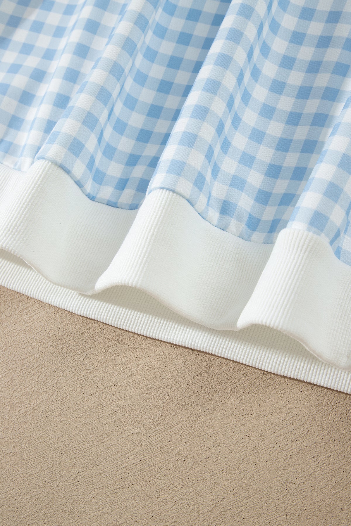 Sky Blue Gingham Loose Pullover Top Drawstring Shorts Plus Size Set-Plus Size/Plus Size Loungewear-[Adult]-[Female]-2022 Online Blue Zone Planet