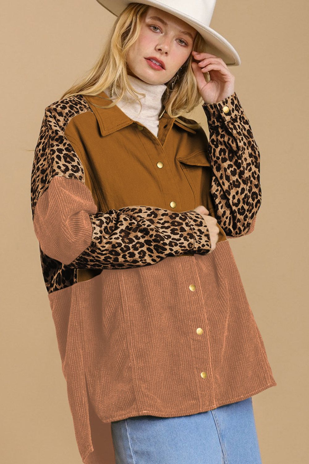 High-Low Leopard Snap Down Shacket-TOPS / DRESSES-[Adult]-[Female]-2022 Online Blue Zone Planet